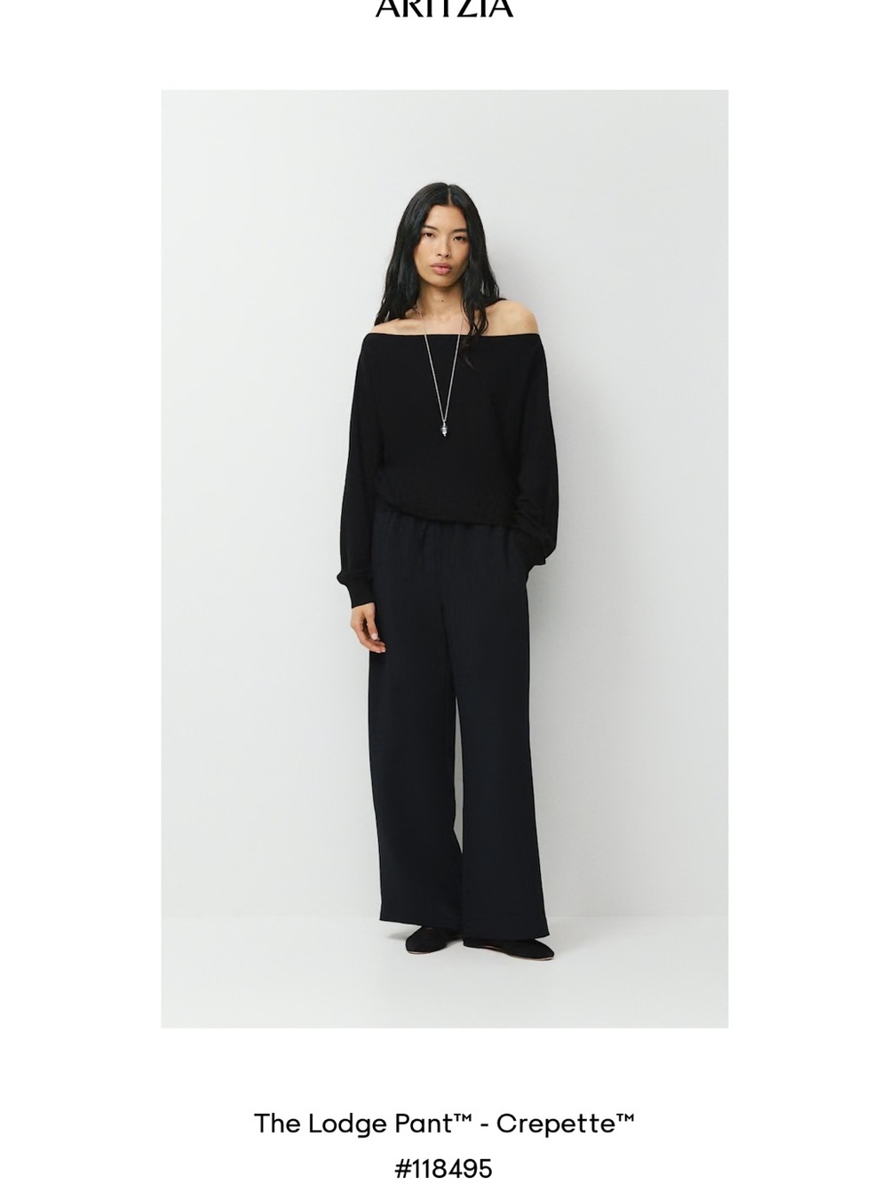 Aritzia Wide-Leg Lodge Pant in Black
